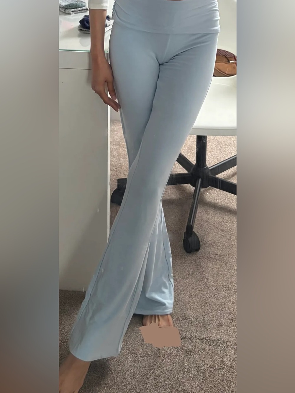 Altar’d State Fold-Over Waist Light Blue Flare Yoga Pants